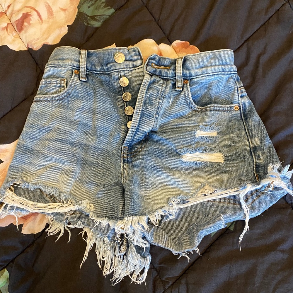 PacSun Eco Light Blue Ripped Vintage High Waisted Denim Shorts